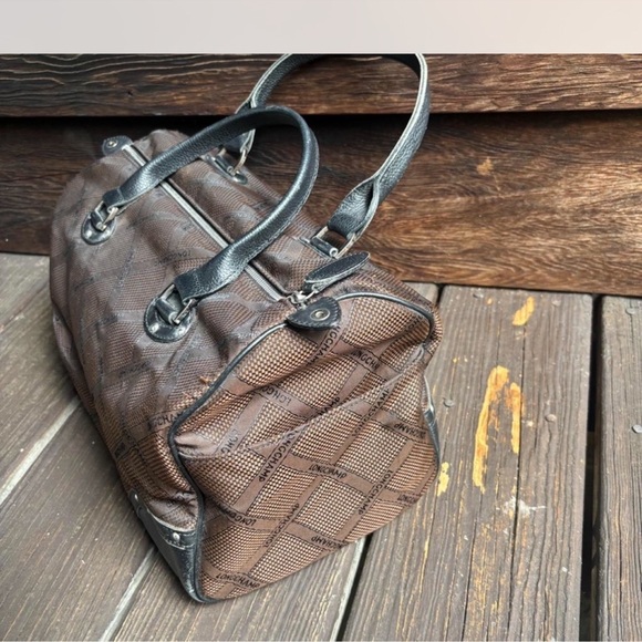 Longchamp Chic Brown Checkered Satchel with Black Accents - Picture 3 of 8